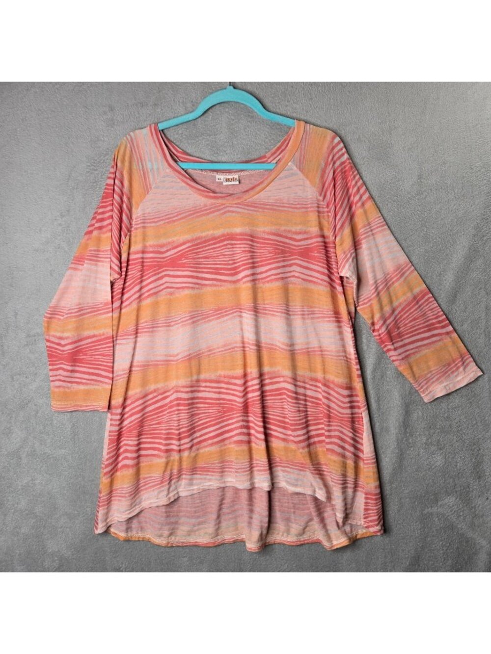 Tianello XLARGE Women's Top 3/4 Sleeve Cotton Blend Semi Sheer Boho Earthy Flowy